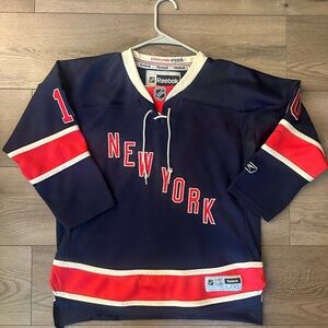 Reebok Navy and Red New York Hockey Jersey